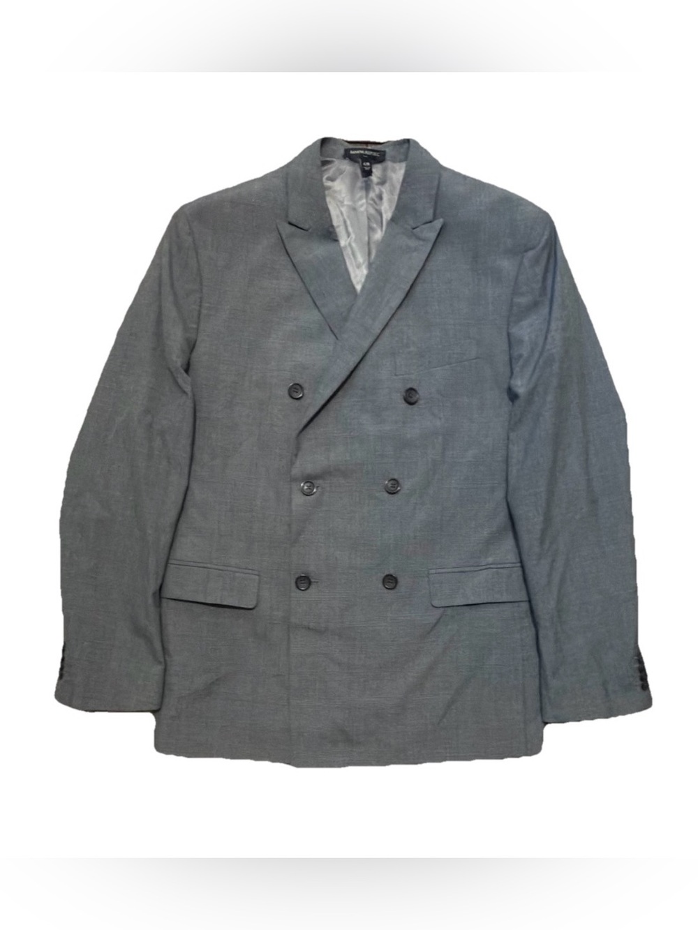Banana Republic Men's 42R Gray Glen Plaid Double Breasted Slim Top Suit Jacket